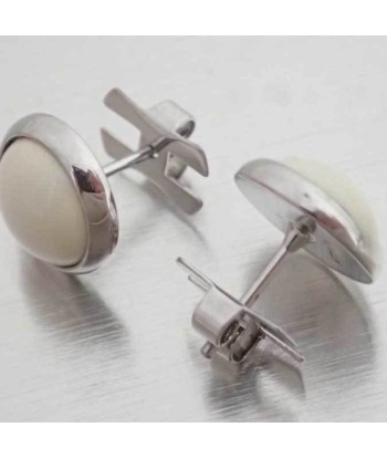 Hermes Earrings Eclipse Silver Off-White Enamel Small Ladies acheter