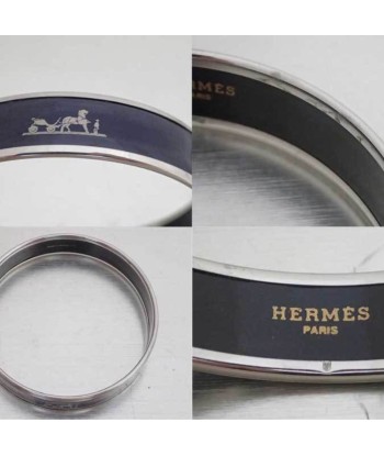 Hermes Bangle Emayle Curry Silver Navy Enamel Bracelet Breath Ladies est présent 