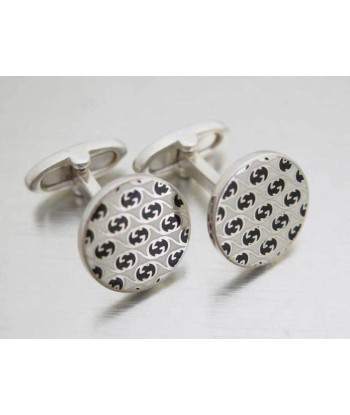 Gucci Cufflinks GG Silver White Black Ag925 Enamel Buttons Mens solde