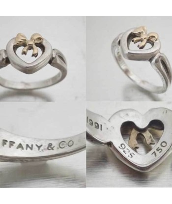 Tiffany & Co. Ring Heart Ribbon Silver Gold SV925 AU750 Approx. 12 Ladies pour bénéficier 