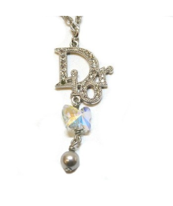 Christian Dior Dior Necklace Butterfly Rhinestone Pearl Silver 2023