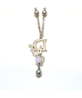 Christian Dior Dior Necklace Butterfly Rhinestone Pearl Silver 2023