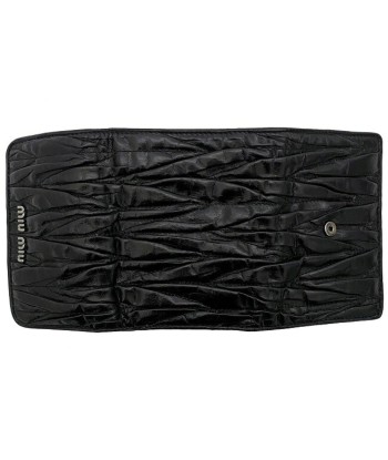 Miu Miu F-14286 Womens Leather Wallet (tri-fold) Black basket pas cher