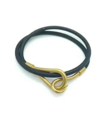 HERMES Jumbo Choker Leather Black Bracelet pour bénéficier 