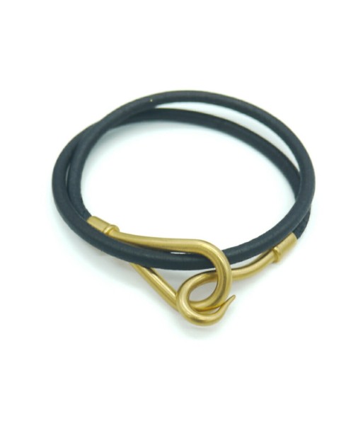 HERMES Jumbo Choker Leather Black Bracelet pour bénéficier 