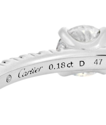 Cartier Diamond 0.18ct (D / VVS2 3EX) Etansel de Solitaire Half Eternity Ring Pt950  47 N4744200 rembourrage situé sous