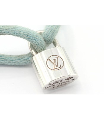 Louis Vuitton Bracelet Brasle Silver Rock It Q05171 Light Blue Cotton Womens Padlock Cadena Pour