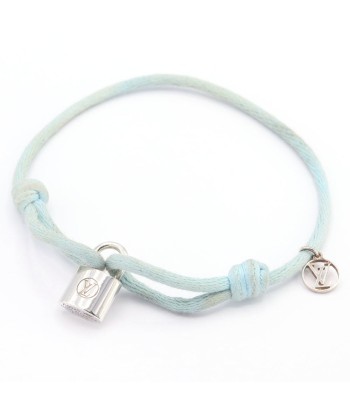 Louis Vuitton Bracelet Brasle Silver Rock It Q05171 Light Blue Cotton Womens Padlock Cadena Pour