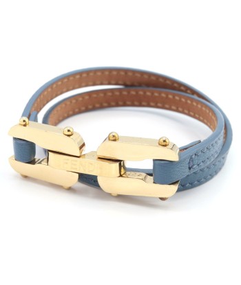 Fendi Bracelet 8AG407 Blue Gold Leather Metal Ladies Loop Double online