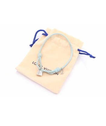 Louis Vuitton Bracelet Brasle Silver Rock It Q05171 Light Blue Cotton Womens Padlock Cadena Pour