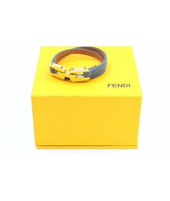 Fendi Bracelet 8AG407 Blue Gold Leather Metal Ladies Loop Double online