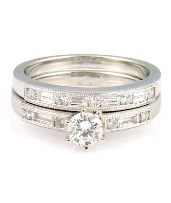 1.00ct Diamond Engagement Ring Set 18KT White Gold Paris Déstockage Promo