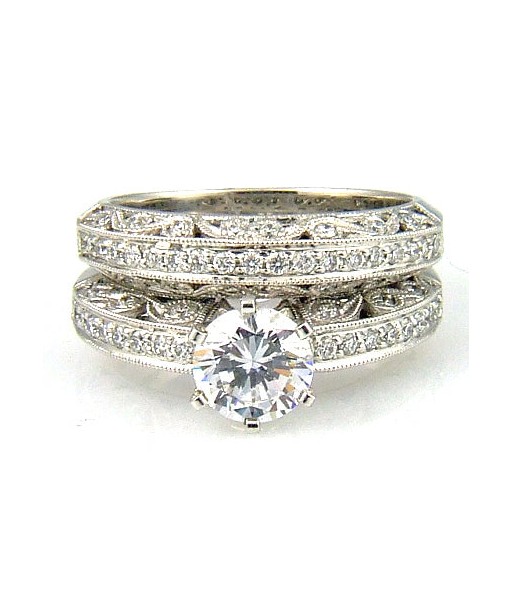 .54ct Antique Style Engagement Ring Set 18KT White Gold pas cher chine