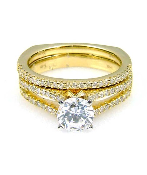 Diamond Semi Mount Engagement Ring 14KT Yellow Gold s'inspire de l'anatomie humaine