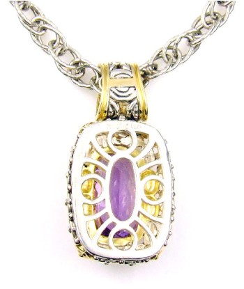 Natural Amethyst Pendant Sterling Silver 18KT Gold en stock