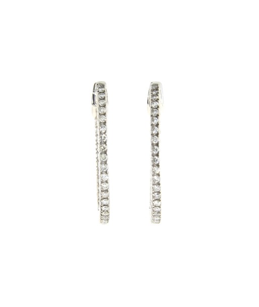 Natural .50ct Diamond Hoop Earrings 14KT White Gold la livraison gratuite