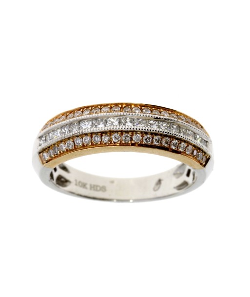 .50ct Diamond Wedding Band Ring 10KT 2 Tone Gold la colonne vertébrale