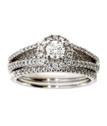 1.00ct Diamond Engagement Ring Set 14KT White Gold Economisez 