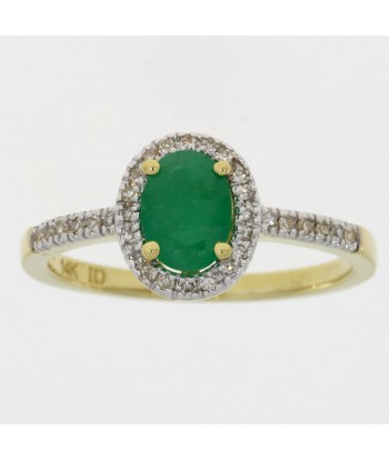 Natural .94ct Emerald Diamond Ring 14KT Yellow Gold Paris Déstockage Promo