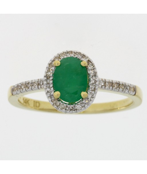 Natural .94ct Emerald Diamond Ring 14KT Yellow Gold Paris Déstockage Promo