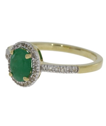 Natural .94ct Emerald Diamond Ring 14KT Yellow Gold Paris Déstockage Promo