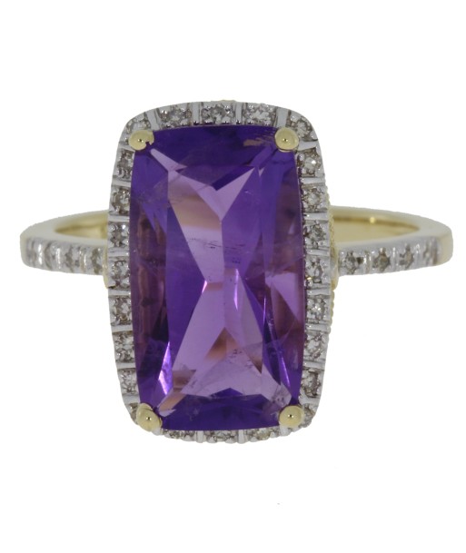 Natural 4.89ct Amethyst Diamond Ring 14KT Yellow Gold chez Cornerstreet bien 