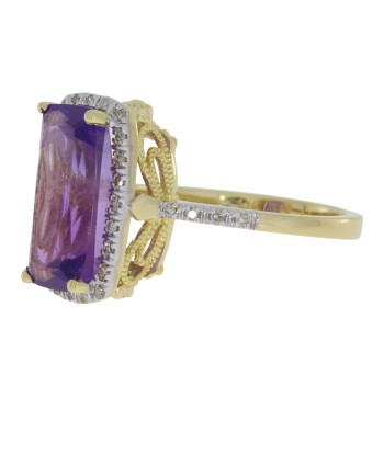 Natural 4.89ct Amethyst Diamond Ring 14KT Yellow Gold chez Cornerstreet bien 