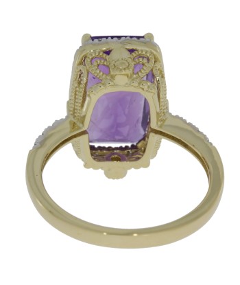 Natural 4.89ct Amethyst Diamond Ring 14KT Yellow Gold chez Cornerstreet bien 