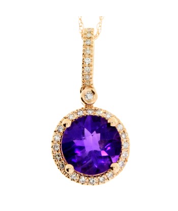 Natural 1.91ct Amethyst Diamond Pendant 14KT Rose Gold Paris Déstockage Promo