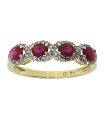 1.05ct Ruby Diamond Fashion band rings 14KT Yellow Gold Venez découvrir notre 