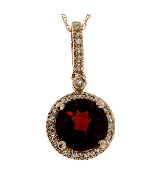 Genuine 2.61ct Garnet Diamond Pendant 14KT Rose Gold JUSQU'A -70%! 