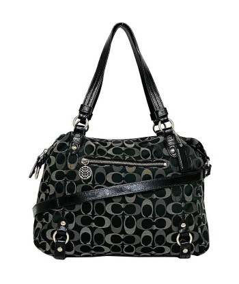 Coach Signature Ec-14193 Womens LeatherCanvas Shoulder BagTote Bag BlackGray commande en ligne