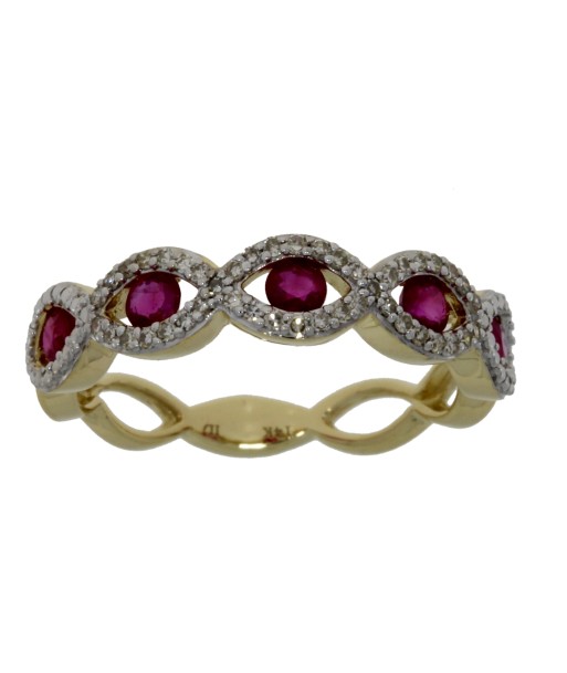 .60ct Ruby Diamond Wedding Band Ring 14KT Yellow Gold des créatures d'habitude