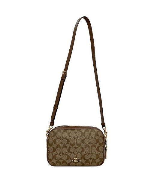 Coach Signature Ec-14171 Womens LeatherPVC Shoulder Bag BeigeBrownGold français