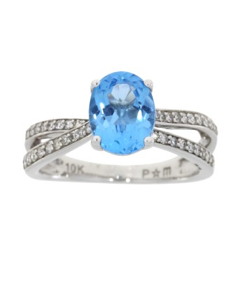 Natural 2.83ct Blue Topaz Diamond Ring 10KT White Gold prix pour 