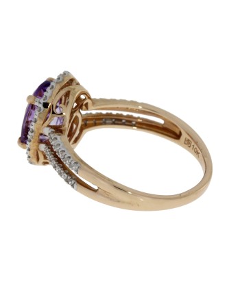 Genuine 1.63ct Amethyst Diamond Ring 10KT Rose Gold de France