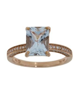 Natural 2.40ct Aquamarine Diamond Ring 10KT Rose Gold meilleur choix