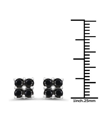 1.04 Carat Genuine Black Sapphire .925 Sterling Silver Earrings pas cher