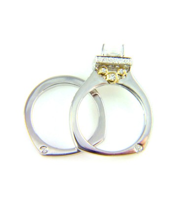 Genuine .88ct Engagement Ring Set 14KT 2 Tone Gold acheter en ligne