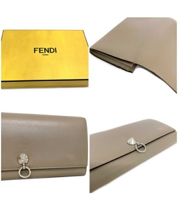 Fendi F-14280 Womens Leather Long Wallet (bi-fold) BeigeGray pour bénéficier 