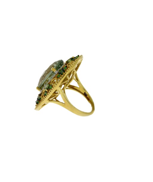 Grn Amy Prasiolite Sapphire Ring 18KT Yellow Gold en stock