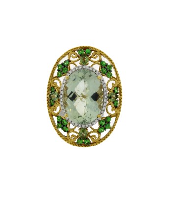 Grn Amy Prasiolite Sapphire Ring 18KT Yellow Gold en stock