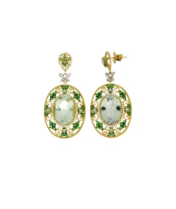 Grn Amy Prasiolite Dangle Earrings 18KT Yellow Gold livraison et retour toujours gratuits