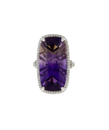 Genuine 21.46ct Ametrine Diamond Ring 14KT White Gold de votre