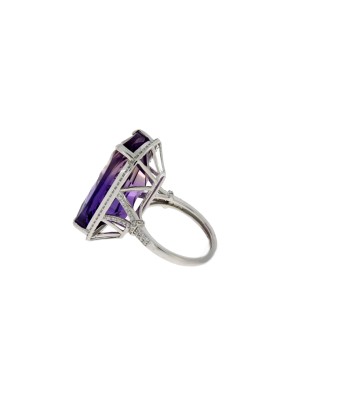 Genuine 21.46ct Ametrine Diamond Ring 14KT White Gold de votre