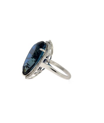 41.63ct London Blue Topaz Diamond Ring 14KT White Gold sur le site 