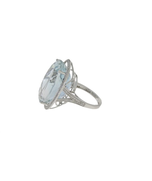 Genuine 53.59ct Blue Topaz Diamond Ring 14KT White Gold Vous souhaitez 