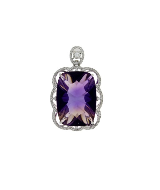 Ametrine Diamond Fashion Pendants 14KT White Gold en linge