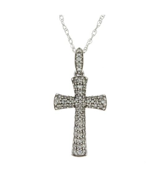 .50ct Diamond Cross Religious Pendant 10KT White Gold Véritable concentré