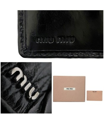 Miu Miu F-14286 Womens Leather Wallet (tri-fold) Black basket pas cher